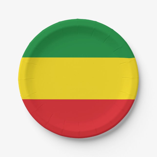 Assiettes En Carton Drapeau rastafarien Rasta Ethiopie (Devant)