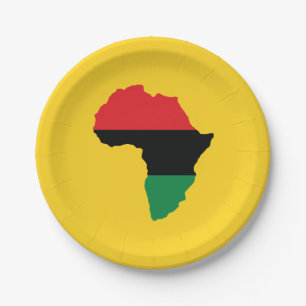 Assiettes En Carton Drapeau rouge, noir et vert de l'Afrique