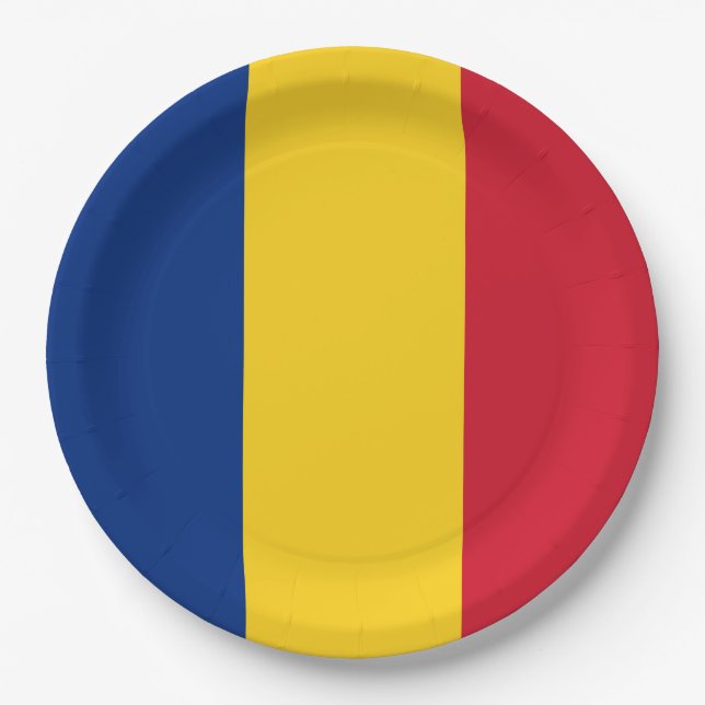 Assiettes En Carton Drapeau roumain (Devant)