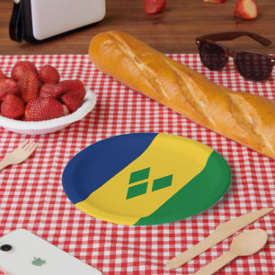 Assiettes En Carton Drapeau Saint-Vincent-et-les Grenadines Vincy