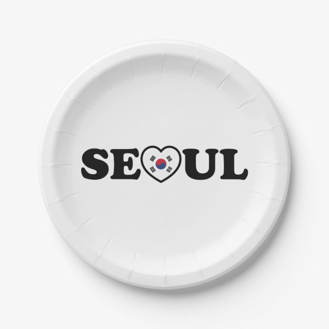 Assiettes En Carton Drapeau Seoul Love Heart Taegeukgi (Devant)