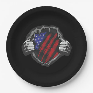 Assiettes En Carton Drapeau superhero USA