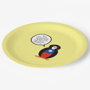Assiettes En Carton Drapeau taïwanais ou M. Pingouin parlant chinois