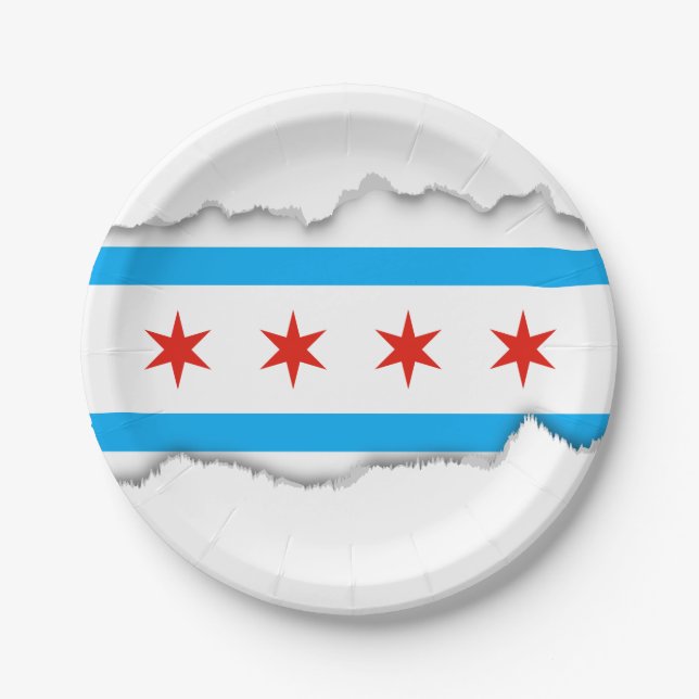 Assiettes En Carton Drapeau traditionnel de Chicago (Devant)