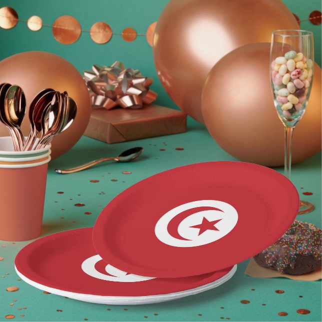 Assiettes En Carton Drapeau tunisien (Multi)