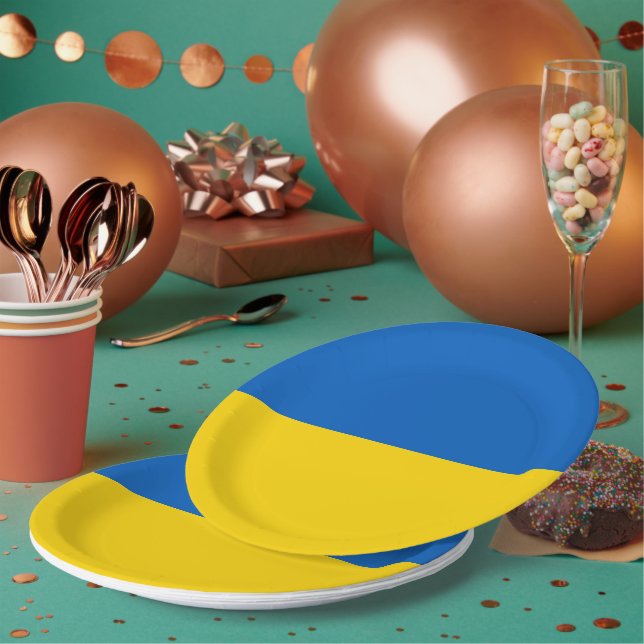 Assiettes En Carton Drapeau ukrainien (Multi)