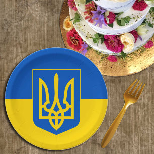 Assiettes En Carton drapeau ukrainien et Ukraine - fête, anniversaire/