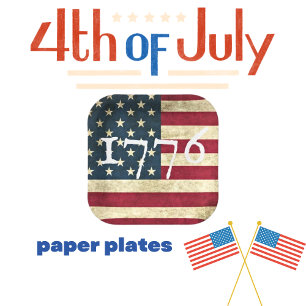 Assiettes En Carton Drapeau USA Fête 1776