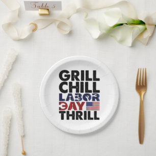 Assiettes En Carton Drapeau Usa Grill Chill Labor Day Thrill Amérique