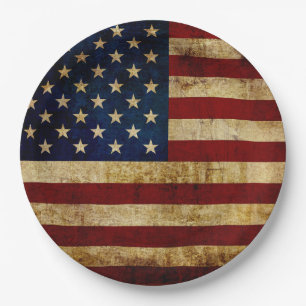 Assiettes En Carton Drapeau USA / Grunged