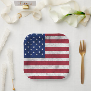 Assiettes En Carton Drapeau USA vintage rouge blanc bleu Amérique patr