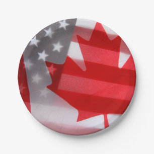 Assiettes En Carton Drapeaux canadiens et américains