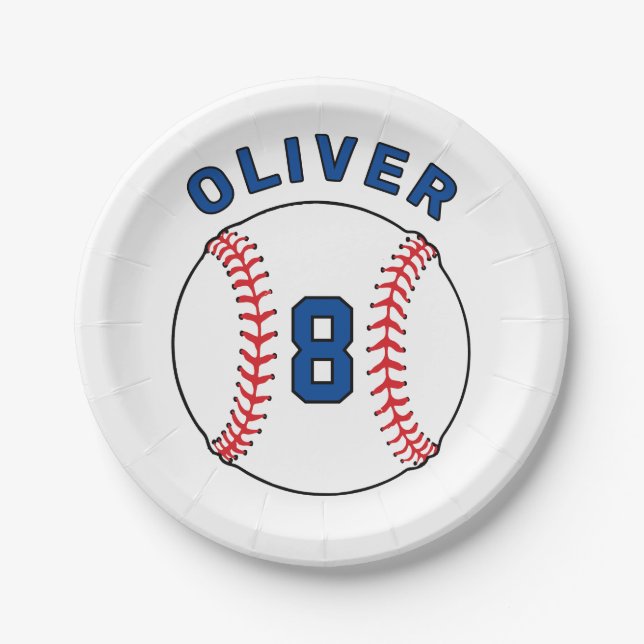 Assiettes En Carton Drapeaux de baseball Ball Bunting Anniversaire de  (Devant)