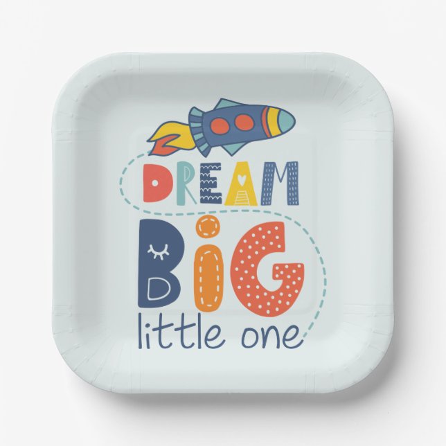 Assiettes En Carton Dream Big Little One Rocket (Recto)