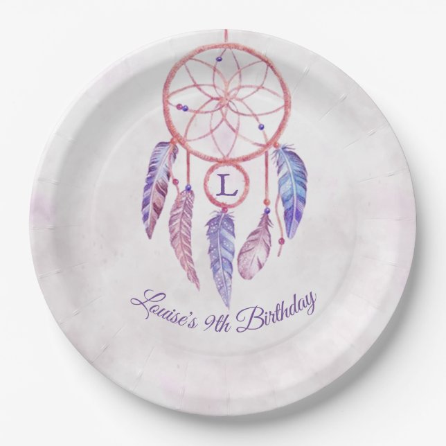 Assiettes En Carton Dreamcatcher Sleepover fête d'anniversaire (Devant)