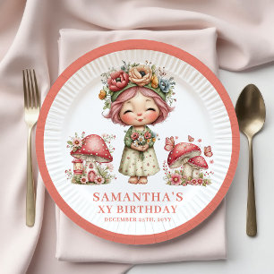 Assiettes En Carton Dreamland Fairy 5ème Anniversaire Rose Pâle Papier