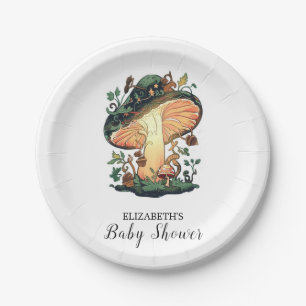 Assiettes En Carton Dreamy Joli Baby shower de champignons