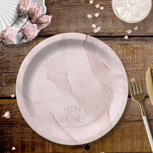 Assiettes En Carton Dreamy Watercolor Abstract Wedding Blush ID817