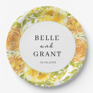 Assiettes En Carton Dreamy Yellow Rose Mariage