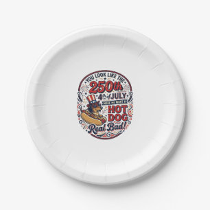 Assiettes En Carton Drôle 250e 4 juillet Hot Dog Dachshund