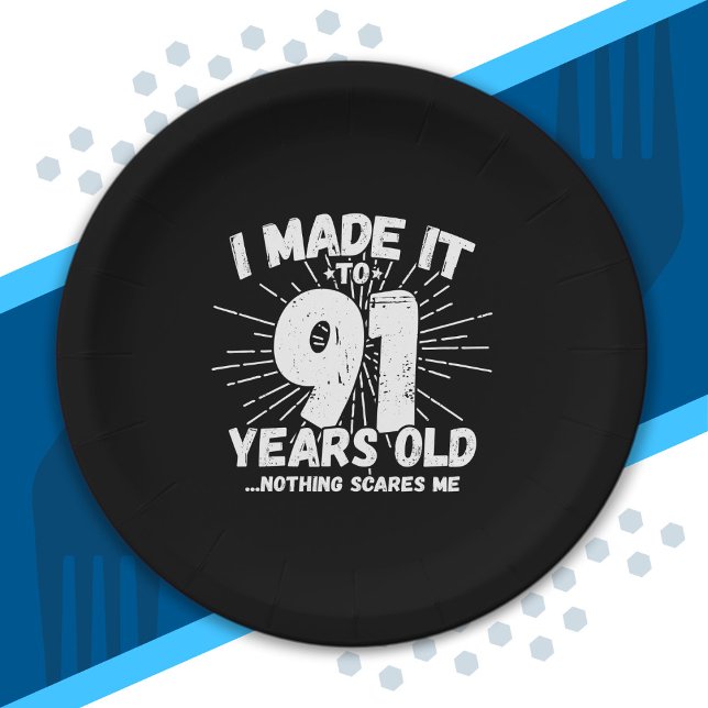 Assiettes En Carton Drôle 91e Anniversaire Citation Sarcastique 91 Ann (Créateur téléchargé)