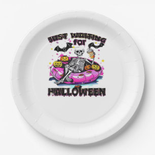 Assiettes En Carton Drôle, attendant juste Halloween squelette effraya