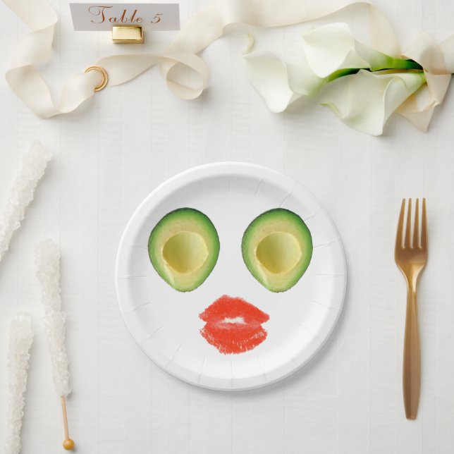 Assiettes En Carton Drôle Avocado Face 4Frances (Mariage)