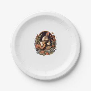 Assiettes En Carton Drôle Bunny Jouer Banjo Guitare Musique Rabbit Hap