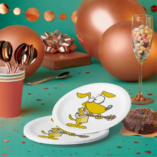 Assiettes En Carton Drôle Chien Jouant Banjo Musique