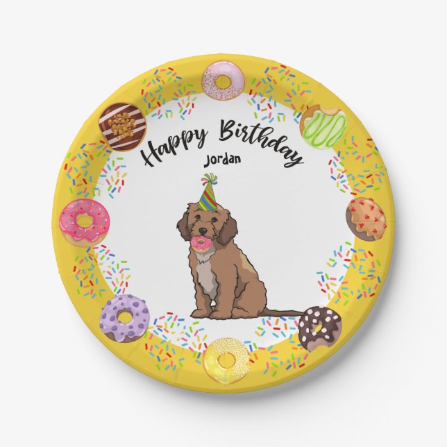 Assiettes En Carton Drôle Cockapoo Anniversaire (Devant)