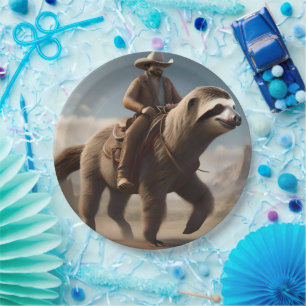 Assiettes En Carton Drôle Cowboy À Cheval De Fente,