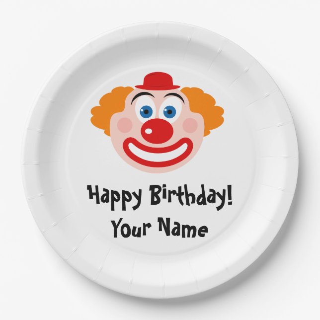 Assiettes En Carton Drôle enfant's Birthday clown dessin sur mesure (Devant)