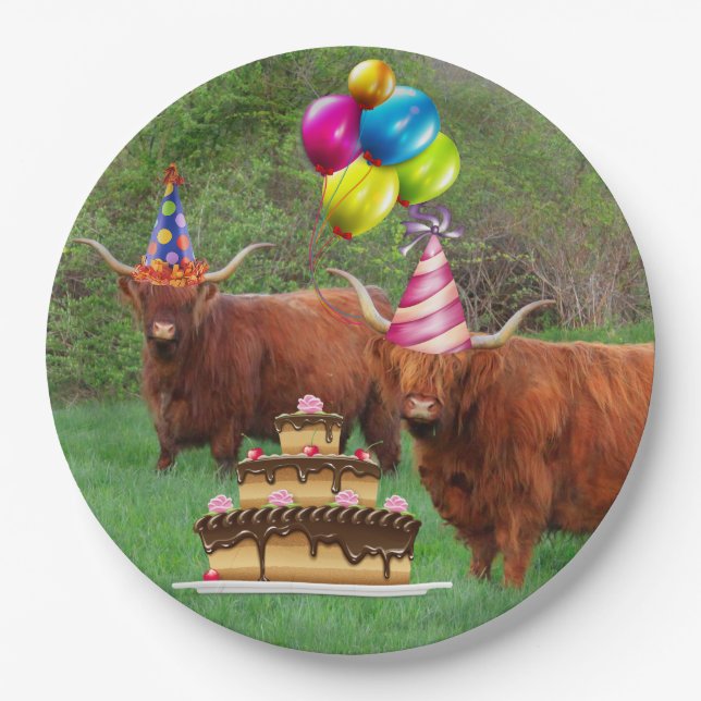 Assiettes En Carton Drôle Festif Steer Barnyard Papier Plaque (Devant)