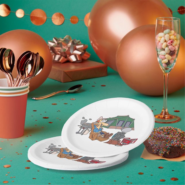 Assiettes En Carton Drôle Glamping Cartoon Camping de luxe (Créateur téléchargé)