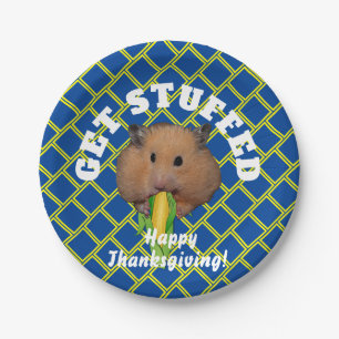 Assiettes En Carton Drôle Hamster Thanksgiving Papier Plaque