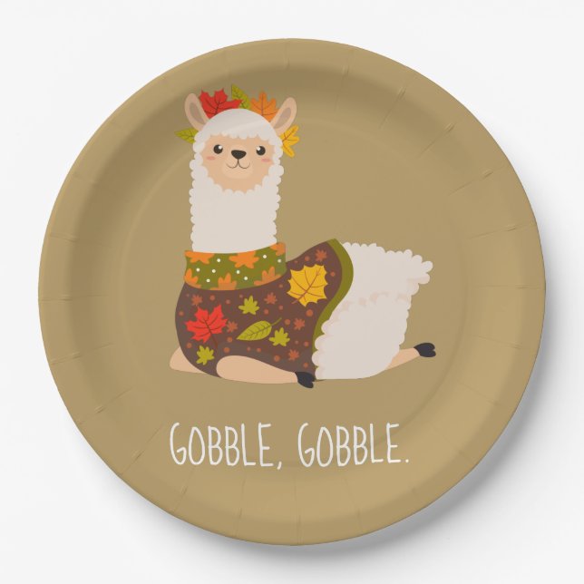 Assiettes En Carton Drôle Llama Turquie Thanksgiving (Devant)