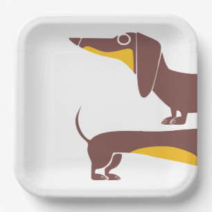 Assiettes En Carton Drôle mignon dachshund pour parent chien long