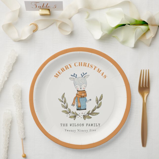 Assiettes En Carton Drôle mignon Doux moche Reindeer feuilleté Noël (Mariage)