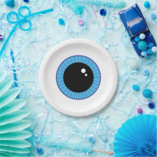 Assiettes En Carton Drôle Mignonne Bleu Eyeball