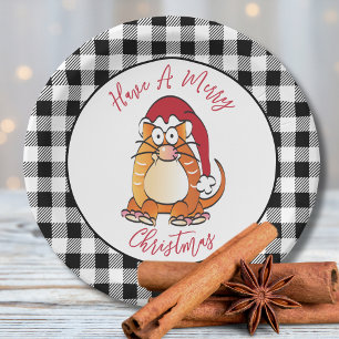 Assiettes En Carton Drôle Noël Cartoon Chat Santa Hat Holiday