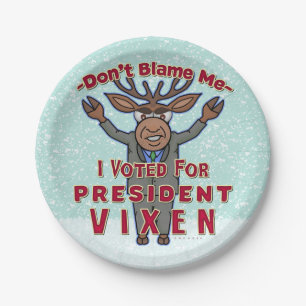 Assiettes En Carton Drôle Président de Noël Vixen Reindeer Politiqu