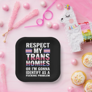 Assiettes En Carton Drôle Respecte Mes Copains Trans Mois De Fierté Ga