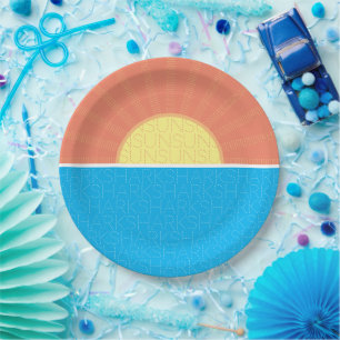 Assiettes En Carton Drôle soleil et requins été