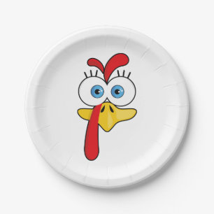 Assiettes En Carton Drôle Thanksgiving Turquie visage