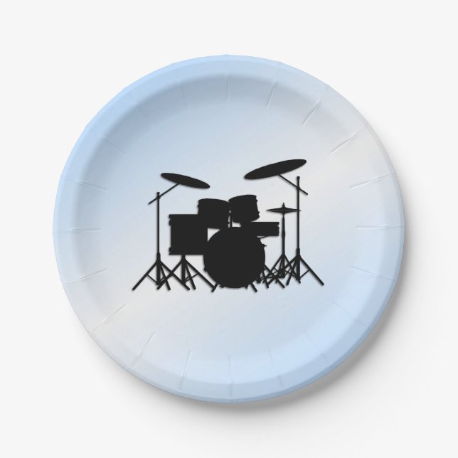 Assiettes En Carton Drum Music Design Blue (Devant)
