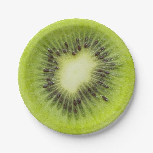 Assiettes En Carton Du kiwi frais. Closeuse à tranche ronde isolée (Devant)