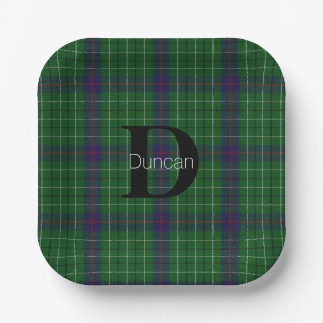 Assiettes En Carton Duncan Clan Plaid Monogram Papier (Recto)