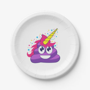 Assiettes En Carton Dunette pourpre de licorne d'Emoji