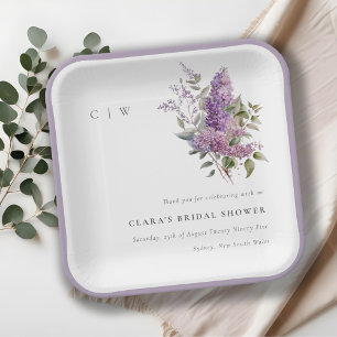 Assiettes En Carton Dusky Lilac Aquarelle Cottage Flora Fête des marié