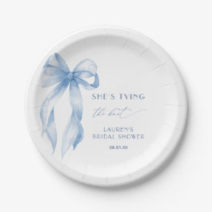 Assiettes En Carton Dusty Blue Bow Elle noue la Fête des mariées de no